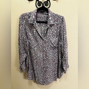 Velvet Heart Gray and Pink Leopard Button-Down Shirt